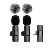 2 Pcs Wireless Lavalier Microphones for -Mini Wireless Clip-Onmicrophones Crystal Clear Sound Quality Forrecording, Live Streaming,Vlog