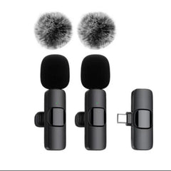 2 Pcs Wireless Lavalier Microphones for -Mini Wireless Clip-Onmicrophones Crystal Clear Sound Quality Forrecording, Live Streaming,Vlog