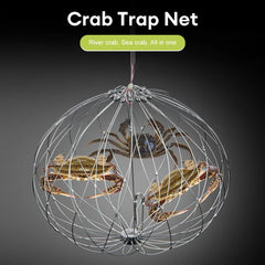 Fishing Net Cage Automatic Open Closing Wire Fish Crab Trap Net Steel Wire for Saltwater Seawater Outdoor Fishing Accessories