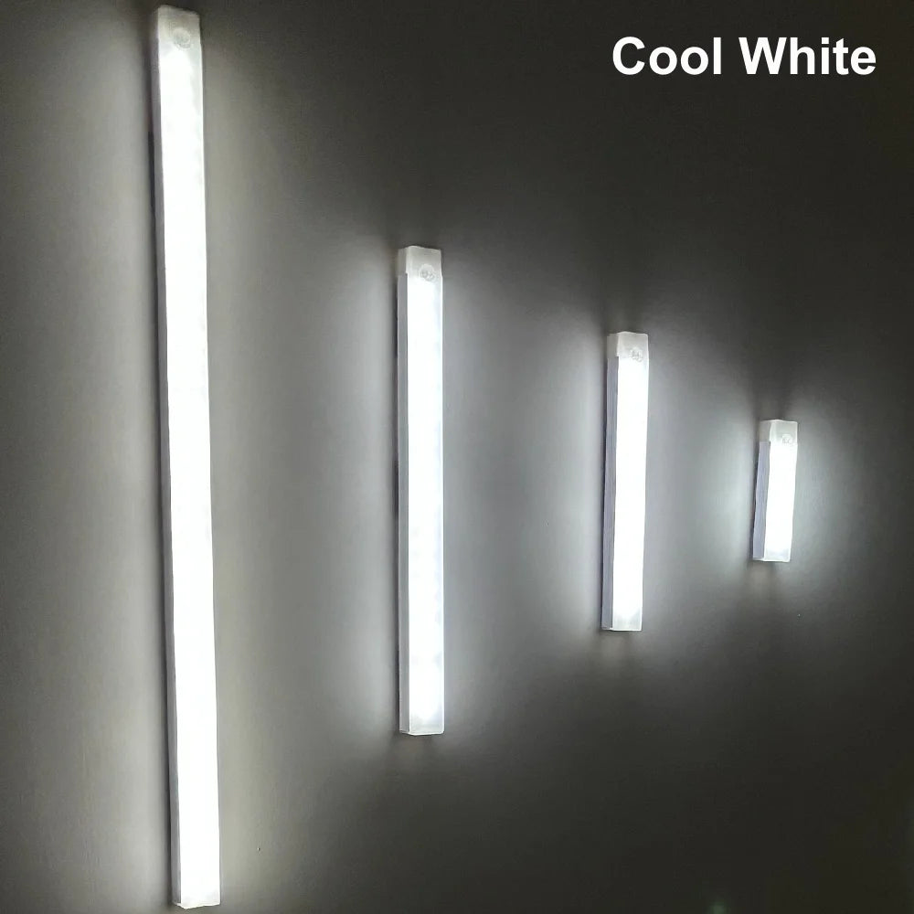 Type C Rechargeable LED Night Light PIR Motion Sensor under Cabinet Lamp for Kitchen Wardrobe Room Bedside Induction Bar Light