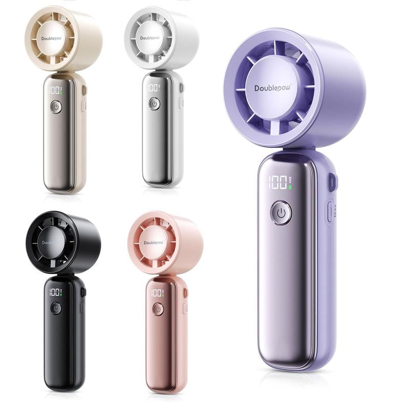 DOUBLEPOW USB-C Rechargeable Portable Handheld Fan, Multifunctional 1-100-Speed Airflow Wind Speed Fan, Foldable & Hanging Neck Fan for Home, Travel, and School