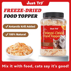 Just Try Freeze-Dried Food Topper for Puppies and Adult Dog & Cat - Made with Real Chicken, Egg Yolk and Antarctic Krill, All Natural, Grain Free - 8 OZ