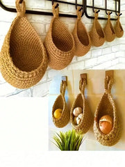 Wall Decor Hanging Basket, Bohemian Woven Basket Planting Planter Container Teardrop Shape Suitable for Vegetables and Fruits