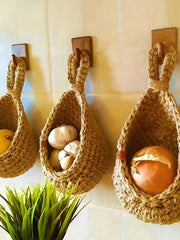 Wall Decor Hanging Basket, Bohemian Woven Basket Planting Planter Container Teardrop Shape Suitable for Vegetables and Fruits
