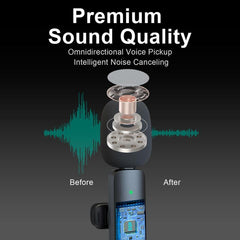2 Pcs Wireless Lavalier Microphones for -Mini Wireless Clip-Onmicrophones Crystal Clear Sound Quality Forrecording, Live Streaming,Vlog
