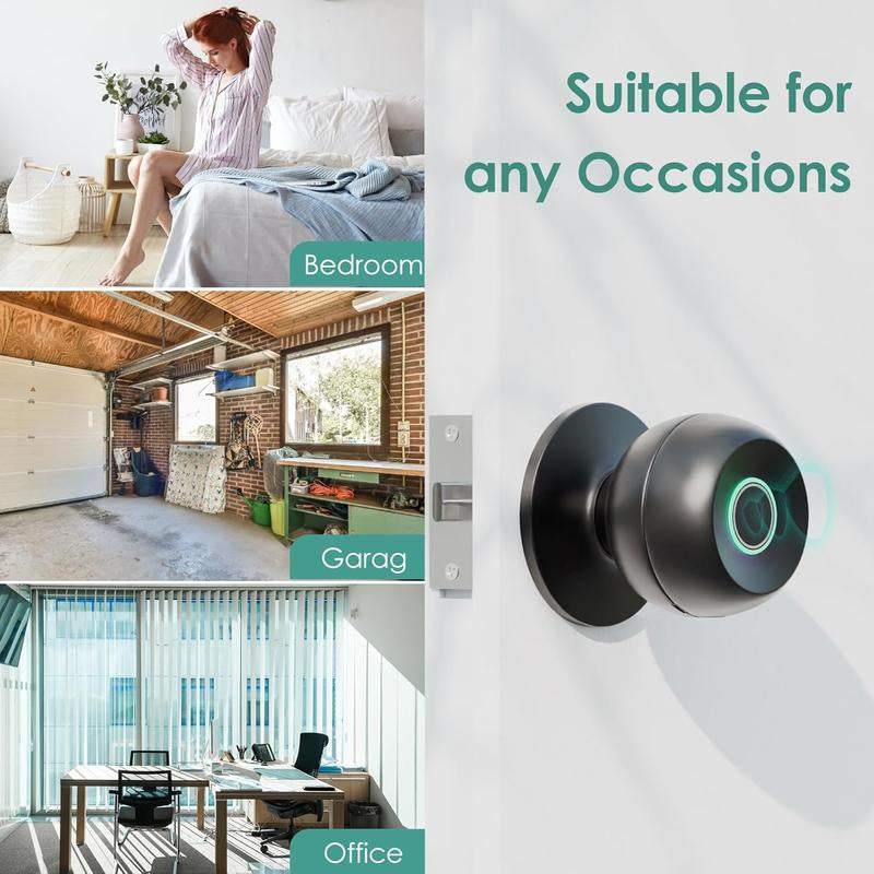 Fingerprint Door Lock, Smart Fingerprint Door Knob, Biometric Door Knobs with App Control, Auto Lock Door Lock with Code, Keyless Door Knob with Locks for Bedroom, Home,Office Fathersdaygift