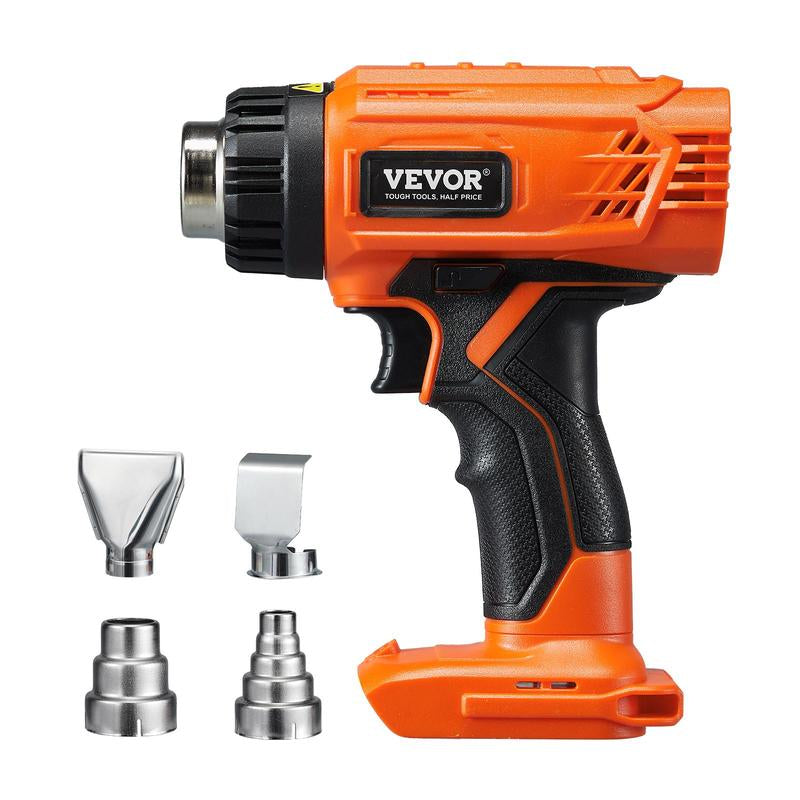 VEVOR Cordless Heat Gun, Hot Air Gun Compatible with DEWALT 20V Lithium Batteries, Max 1022℉ Heat Shrink Gun with LED Light, 6 Temp & 4 Nozzles, Ideal for Shrink Tubing, PVC Wrapping, Paint Removal