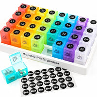 【Father'S Day Gifts】31 Day Monthly Medicine Organizer, Monthly Pill Storage Box - Am/Pm Daily Pill Storage Box, 32 Compartments per Day, Pill Dispenser and Dispenser Box Help You Organize Your Life, Perfect for Refilling and Medication, Black/Color