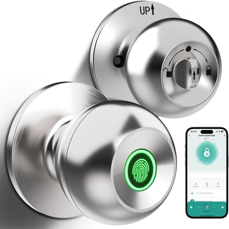Fingerprint Door Lock, Smart Fingerprint Door Knob, Biometric Door Knobs with App Control, Auto Lock Door Lock with Code, Keyless Door Knob with Locks for Bedroom, Home,Office Fathersdaygift