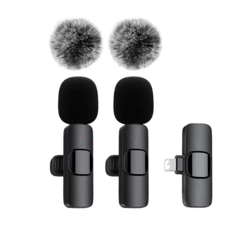 2 Pcs Wireless Lavalier Microphones for -Mini Wireless Clip-Onmicrophones Crystal Clear Sound Quality Forrecording, Live Streaming,Vlog