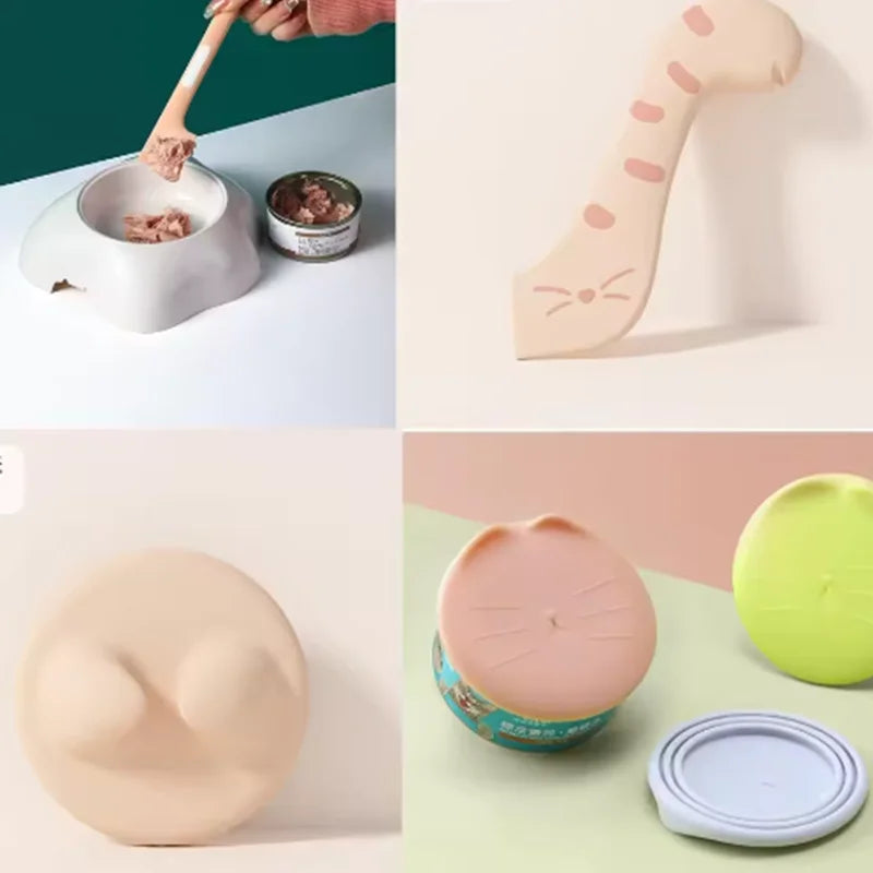 Pet Canned Sealed Lid for Cats Canned Cat Food Spoon Fashionable and Comfortable Pet Dog Canned Seal Fresh-Keeping Lid Spoon