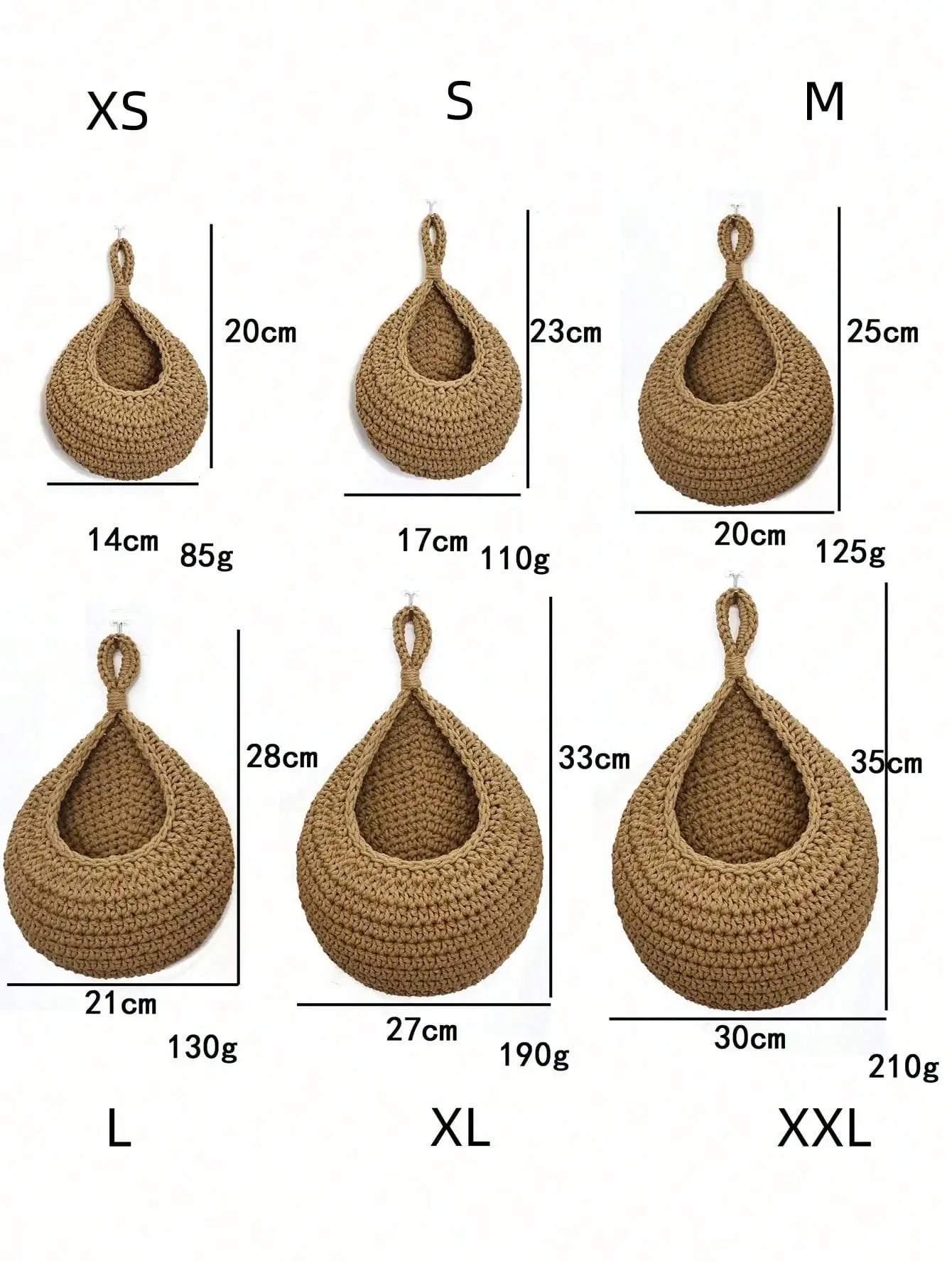 Wall Decor Hanging Basket, Bohemian Woven Basket Planting Planter Container Teardrop Shape Suitable for Vegetables and Fruits