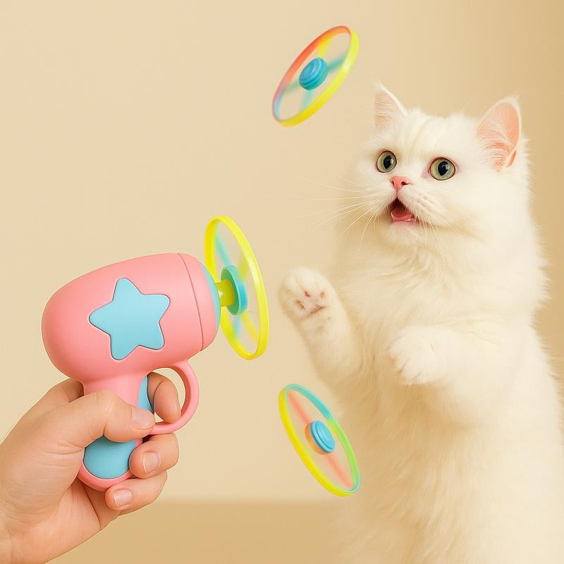 Magic Spin Disc Shooter for Cats Interactive Outdoor Teaser Toy Relieves Stuffy Pet Universal Gift
