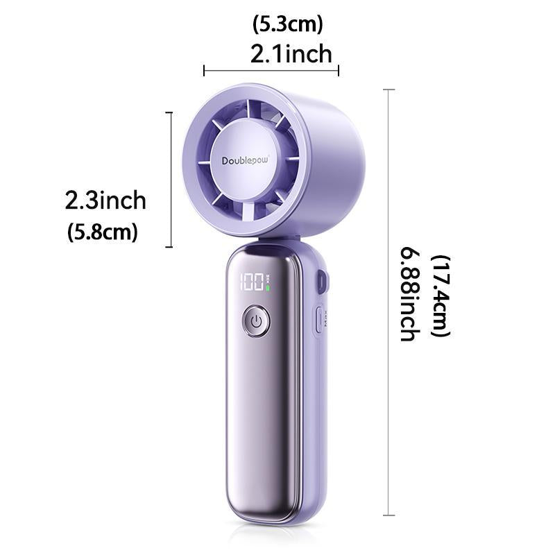 DOUBLEPOW USB-C Rechargeable Portable Handheld Fan, Multifunctional 1-100-Speed Airflow Wind Speed Fan, Foldable & Hanging Neck Fan for Home, Travel, and School