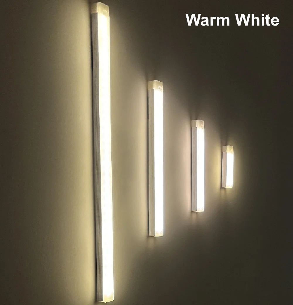 Type C Rechargeable LED Night Light PIR Motion Sensor under Cabinet Lamp for Kitchen Wardrobe Room Bedside Induction Bar Light